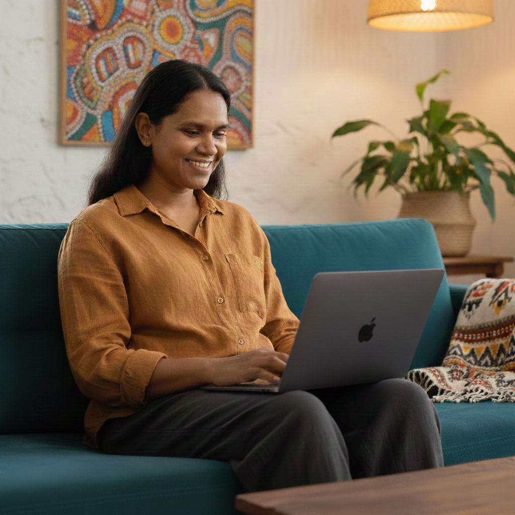 woman in an online EMDR session